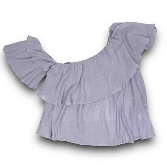 Do + Be Off Shoulder Cropped Ruffle Blouse Lavender Top Spring Summer Size Small - Picture 1 of 6